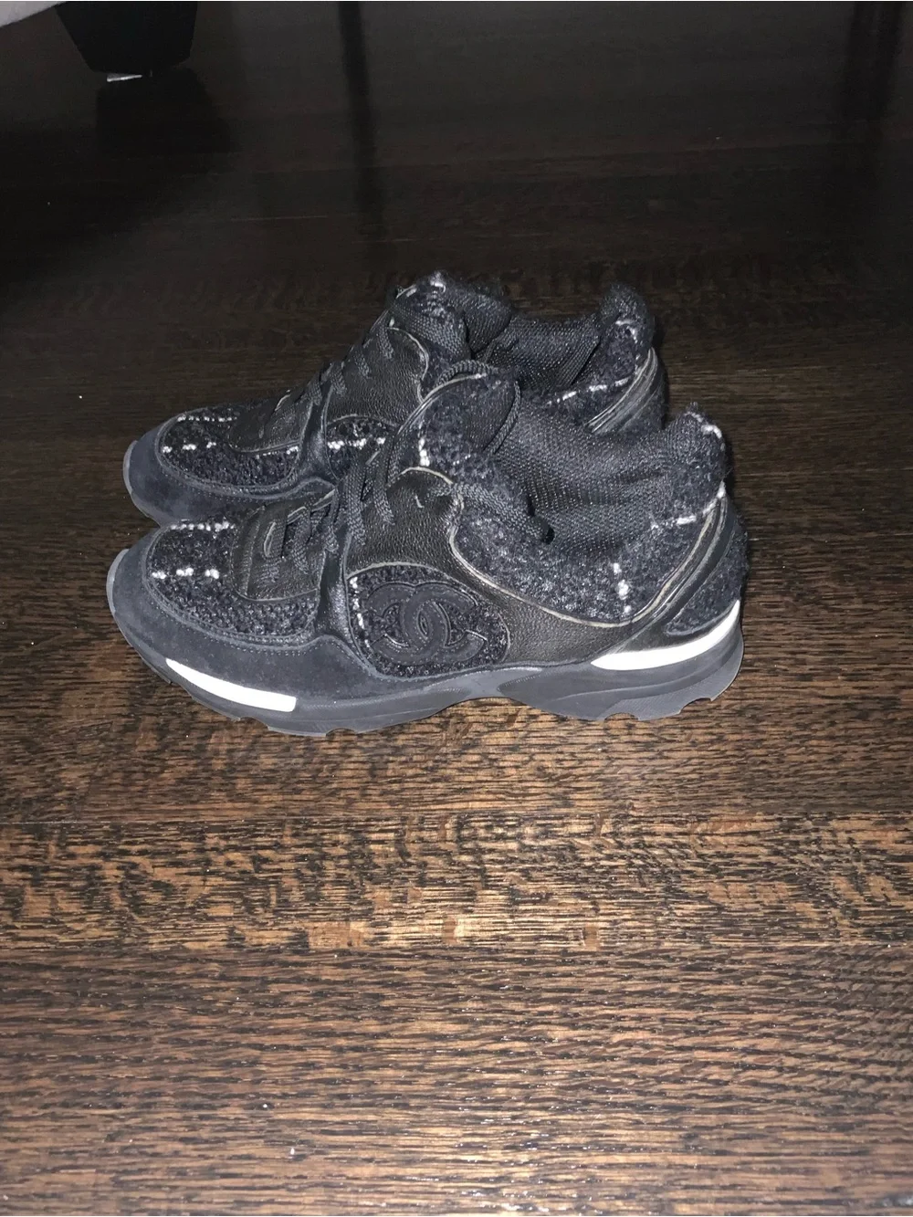Chanel Black woman’s Fashion Sneakers with Quilted Texture